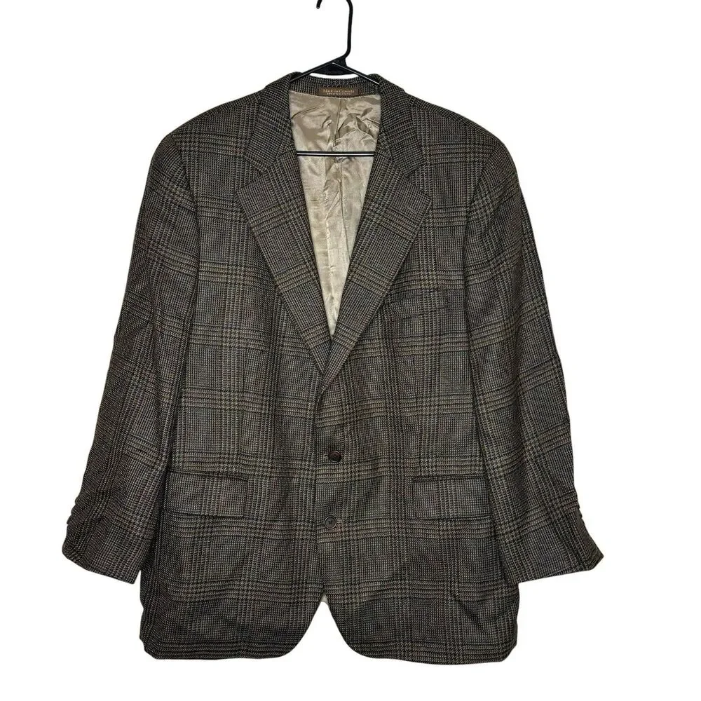 Vintage Polo Ralph Lauren Men’s 48R Blazer Plaid Prince of Wales 100% wool Sport